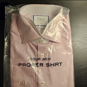 Charles Tyrwhitt Pink Dress Shirt with Crisp Texture